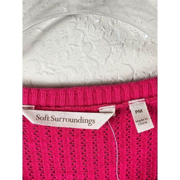 Soft Surroundings Biosphere Flower Knitted Sweater Tee Medium Petite Pink NWOT - Picture 5 of 7